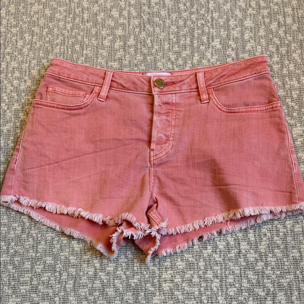 Paige Emmitt Pink Frayed Hem Women Shorts, size 26